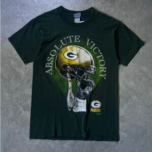 90's Vintage Green Bay Packers "Absolute Victory" Green T-Shirt -M